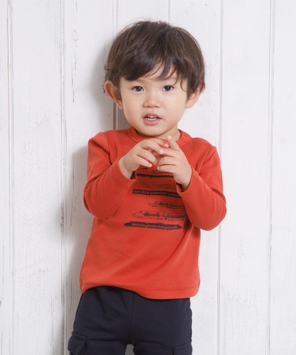 子供服 男の子 Tシャツ 長袖 普段着 ベビーサイズ 乗り物シリーズロゴプリント 綿100％カットソー オレンジ カーキ 80cm 90cm  アンドゥーカージョ :7034518:MOONONNON - 通販 - Yahoo!ショッピング