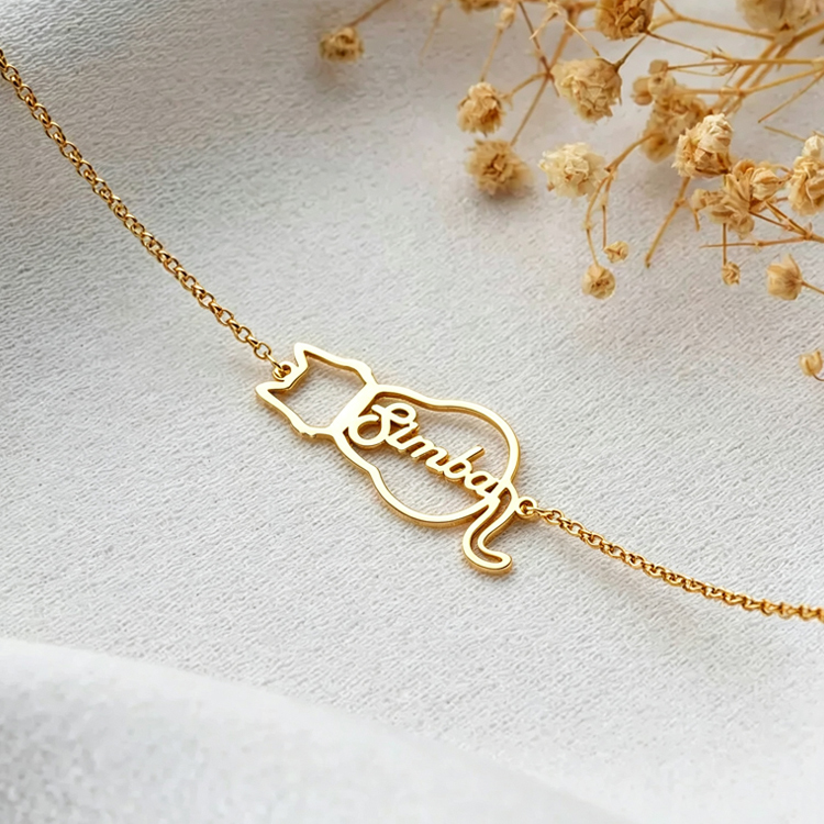 猫 ブレスレット 名前入り 名入れ オーダーメイド 細身チェーン 可愛い かわいい ペット記念 名入れ ねこ ブレスレット 誕生日 プレゼント 猫 記念 ギフト |  | 02
