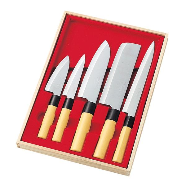 包丁 5点セット 和包丁 木箱入り 刺身 菜切 万能 三徳包丁 ペティ