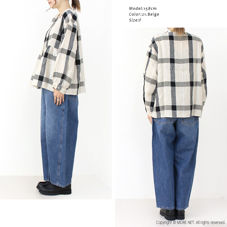 ブルーウィロー blue willow リネンCHギャザーブラウス 01DFP11423 トップス ノーカラー 長袖 チェック レディース /返品・交換不可/SALE セール |  | 06