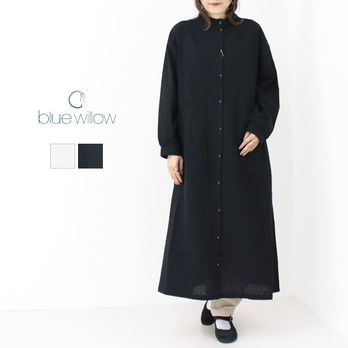 ブルーウィロー blue willow コットンリネン平織りスタンドフリルワンピース 01DWP15520 トップス 無地 ギャザー インナー /返品・交換不可/SALE セール 爆買 | 