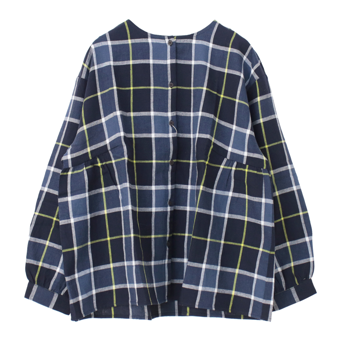 ブルーウィロー blue willow コットンリネンツイルチェックギャザーブラウス 01DWS11606 長袖 シャツ トップス レディース /返品・交換不可/SALE セール |  | 02