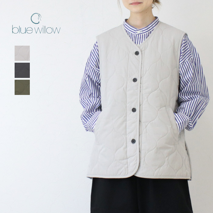 ブルーウィロー blue willow キルティングベスト 01EFP16468 中綿 無地 ライトアウター レディース ブルーウィロー blue willow キルティングベスト 01EFP16468 中綿 無地