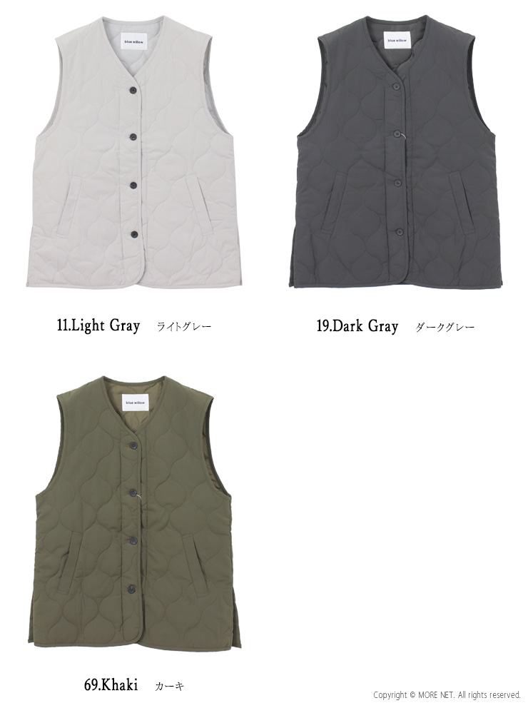 ブルーウィロー blue willow キルティングベスト 01EFP16468 中綿 無地 ライトアウター レディース ブルーウィロー blue willow キルティングベスト 01EFP16468 中綿 無地
