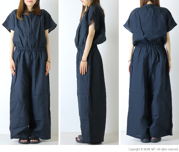 ブルーウィロー blue willow リネン平織りオールインワン 01FUP14238