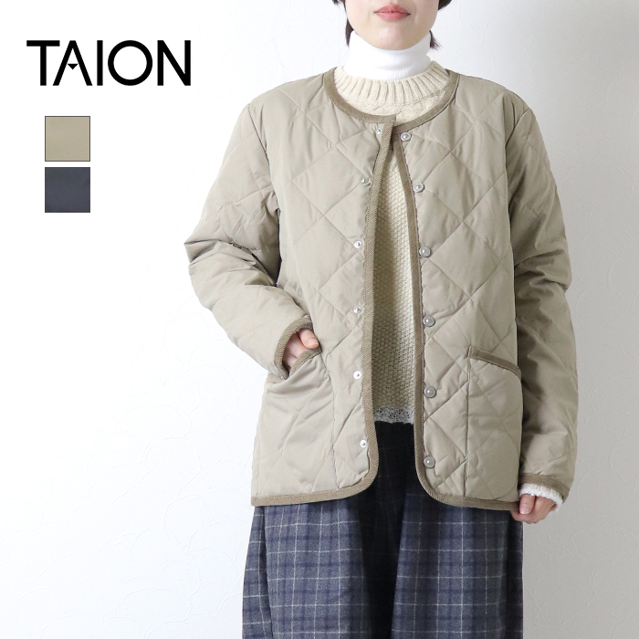 TAION（タイオン） シティ パイピングクルーネックダウンカーディガン