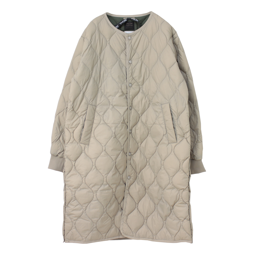 タイオン TAION ミリタリーオーバーサイズクルーネックダウンコート ソフトシェル 104LSBPML-LONG アウター キルト 中綿 ロング レディース メンズ 2025秋冬 | TAION | 01