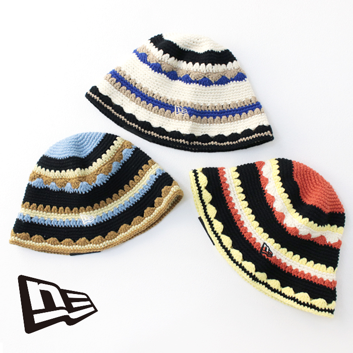 ニューエラ NEW ERA クロシェニットバケットハット 14474872/14474873/14474874 一ツ山佳子監修 帽子 バケハ ロゴ刺繍 レディース メンズ 2025春夏｜モアネット casual select