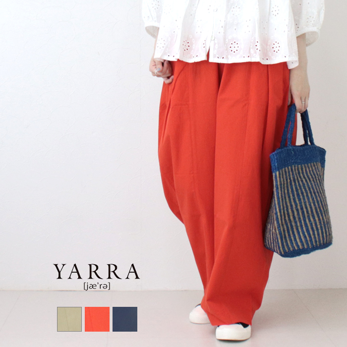 SALE セール/ヤラ YARRA コンパクトツイルタックパンツ 1525-252 ワイド イージー 無地 ボトム レディース 2025春夏 /返品・交換不可｜モアネット casual select