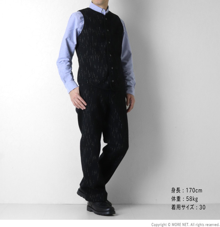 ステュディオ・ダルチザン STUDIO D'ARTISAN 絣染ビーチクロストラウザーズ 1906 メンズ 日本製 ブラック ワイド 2025秋冬の画像