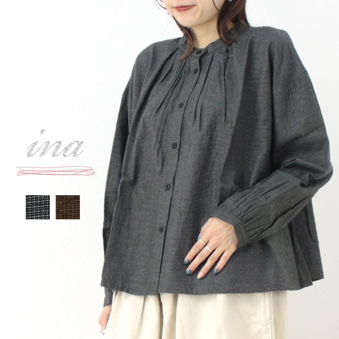 イナ ina タックブラウス 244139 レディース 日本製 シャツ 長袖 起毛 ギャザー /返品・交換不可/SALE セール | イナ