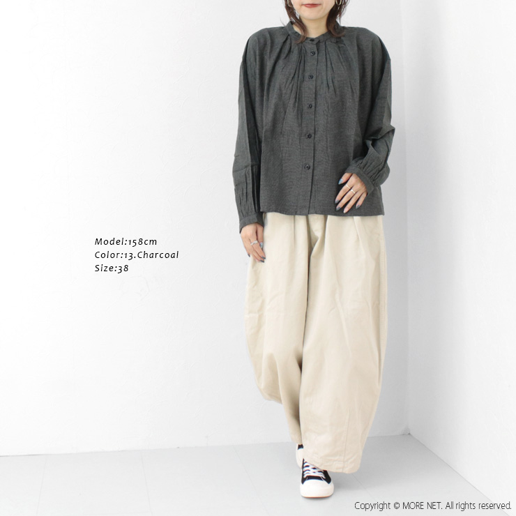 イナ ina タックブラウス 244139 レディース 日本製 シャツ 長袖 起毛 ギャザー /返品・交換不可/SALE セール | イナ | 04