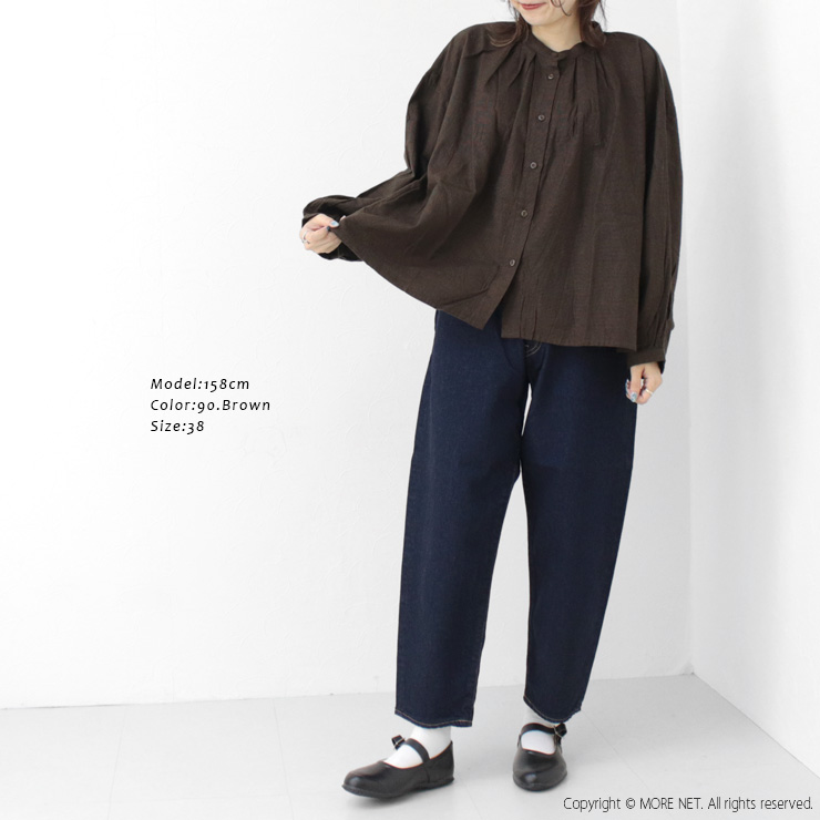 イナ ina タックブラウス 244139 レディース 日本製 シャツ 長袖 起毛 ギャザー /返品・交換不可/SALE セール | イナ | 05