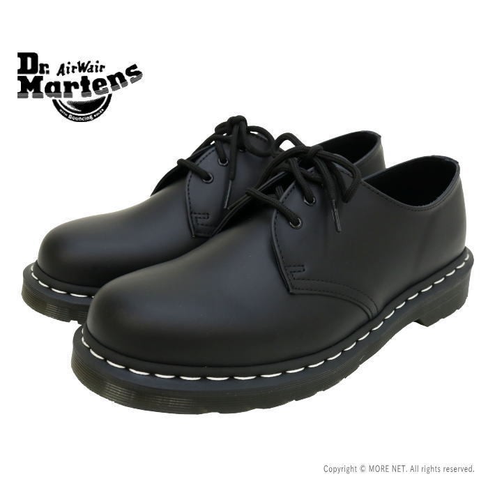 ドクターマーチン 1461 WHITE STITCH LEATHER SHOES BLACK SMOOTH 