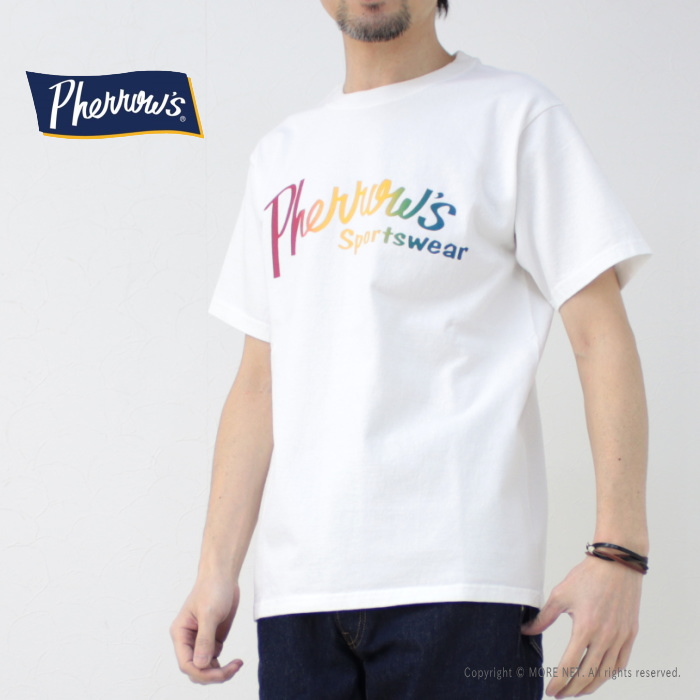 フェローズ PHERROW&apos;S 定番ロゴ グラデーションプリントTシャツ 24S-PT1-G メンズ...