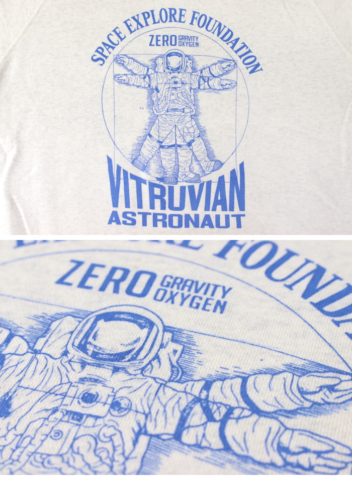 フェローズ PHERROW'S プリントラグランスウェットシャツ 24W-PRS2 メンズ 日本製 VITRUVIAN ASTRONAUT | Pherrow's | 06