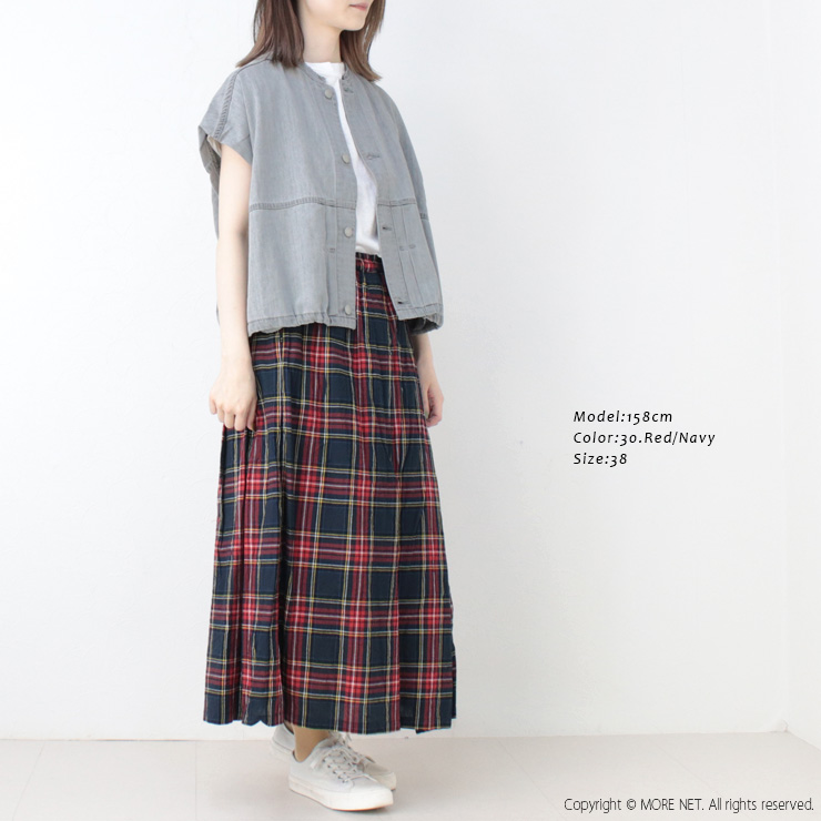 SALE セール/ イナ ina ラップ風紐付きスカート 251110 ボトムス フレア ロング丈 タータンチェック 日本製 レディース /返品・交換不可 イナ ina ラップ風紐付きスカート 251110 ボトムス フレア ロング丈