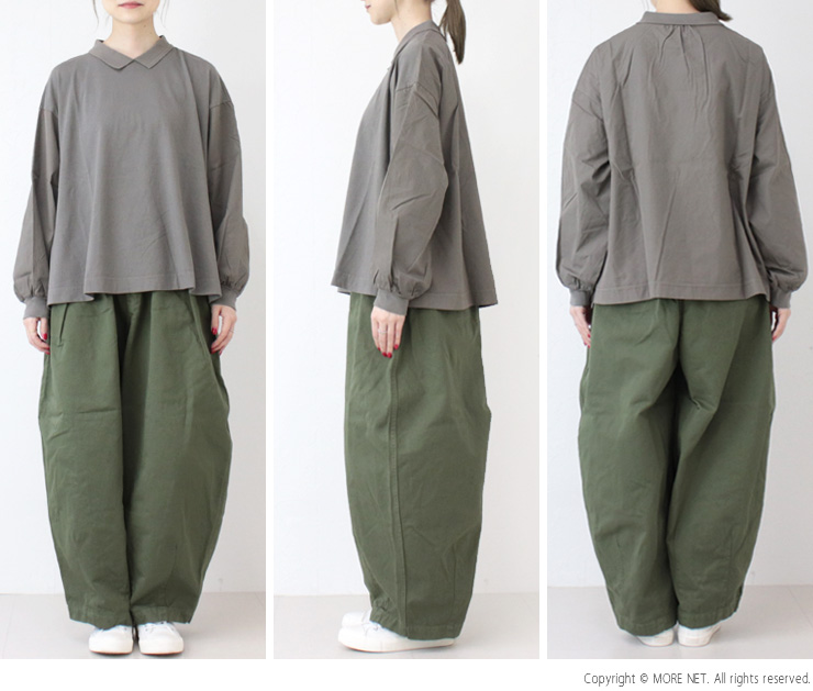 ファブリケアンプラネテール FABRIQUE en planete terre コンビネーションポロカラーTシャツ 252-027 長袖 衿 日本製 レディース FABRIQUE en Planete terre（ファブリケアンプラネテール