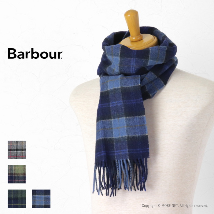 新品未使用 Barbou バブアー ラムウールタータンスカーフ ブルー Barbour（バブアー） ラムズウール タータンチェック マフラー