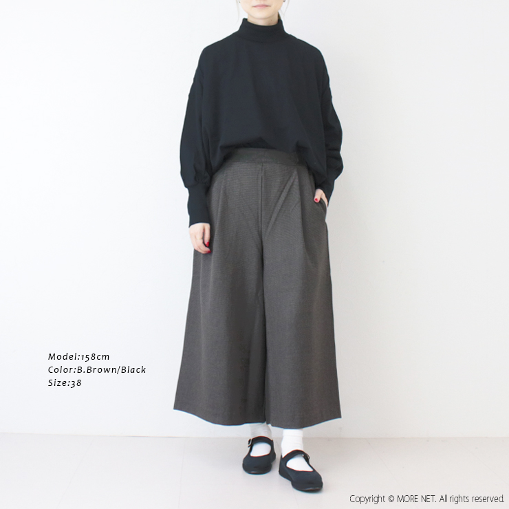 イナ ina ウエストゴムフレアパンツ 253651 日本製 ワイド ガウチョ