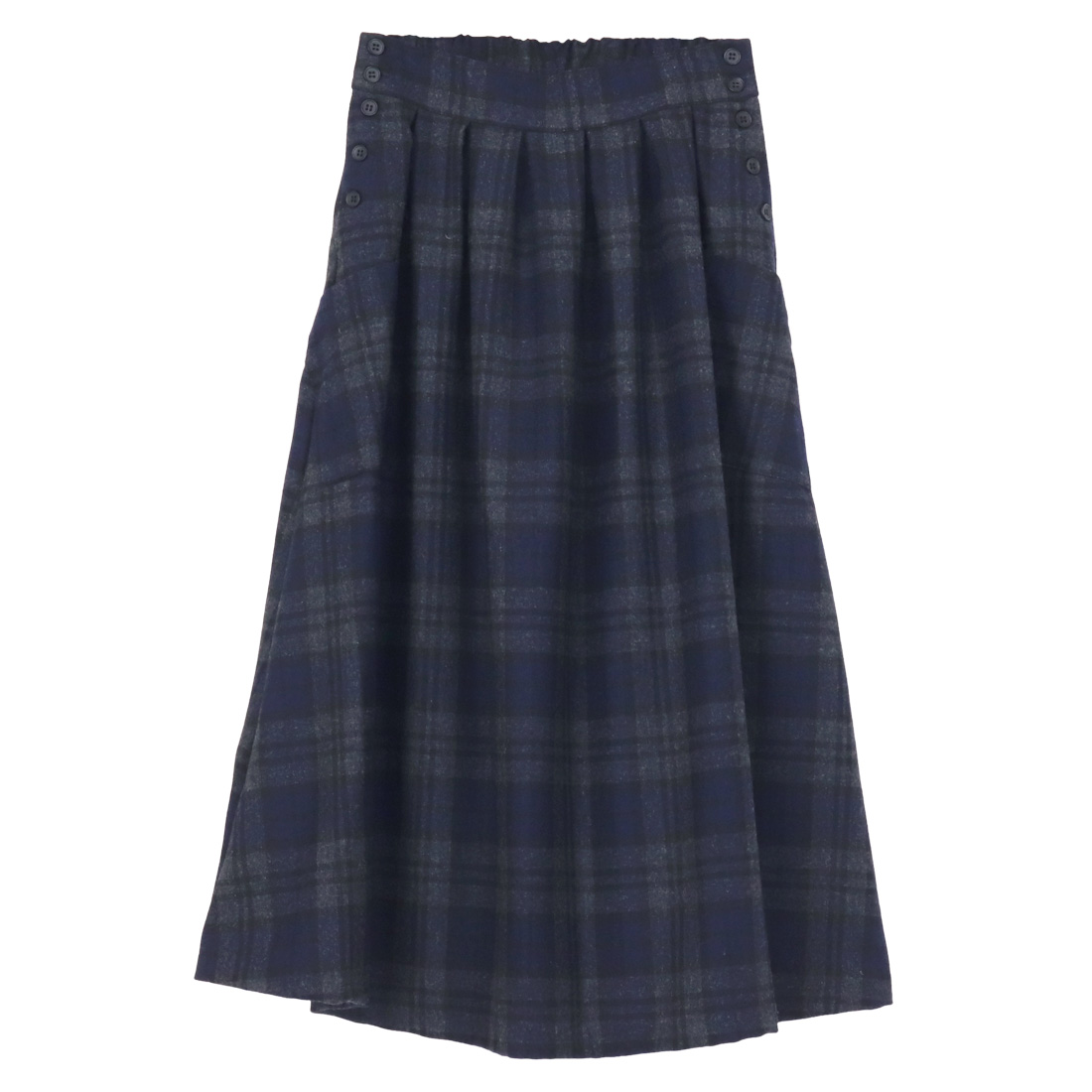 イナ ina 脇ボタンアウトポケットチェックスカート 255103 フレア