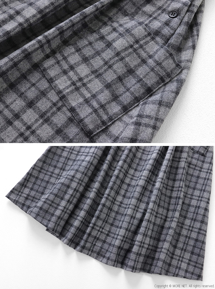 イナ ina 脇ボタンアウトポケットチェックスカート 255103 フレア