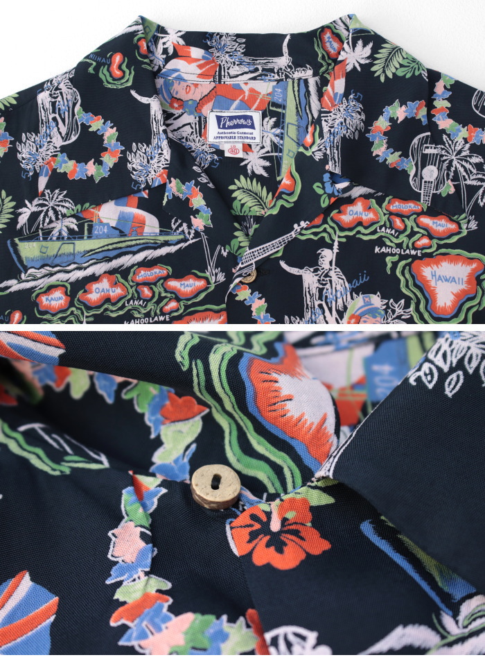 フェローズ PHERROW'S レーヨンハワイアンシャツ 25S-HAWAIIAN NAVY メンズ 日本製 アロハ 半袖 2025春夏 | Pherrow's | 05