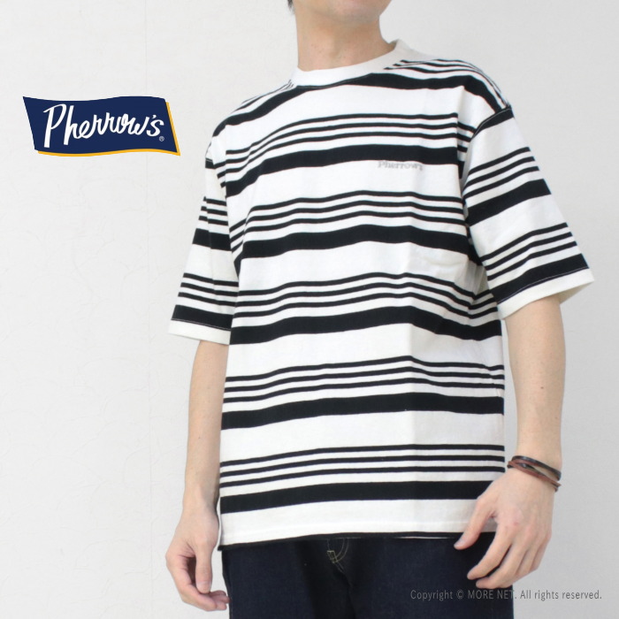 フェローズ PHERROW'S ビッグシルエット マルチボーダーTシャツ 25S-PBBT2 メンズ 半袖 ロゴ刺繍 2025春夏 | Pherrow's | 03