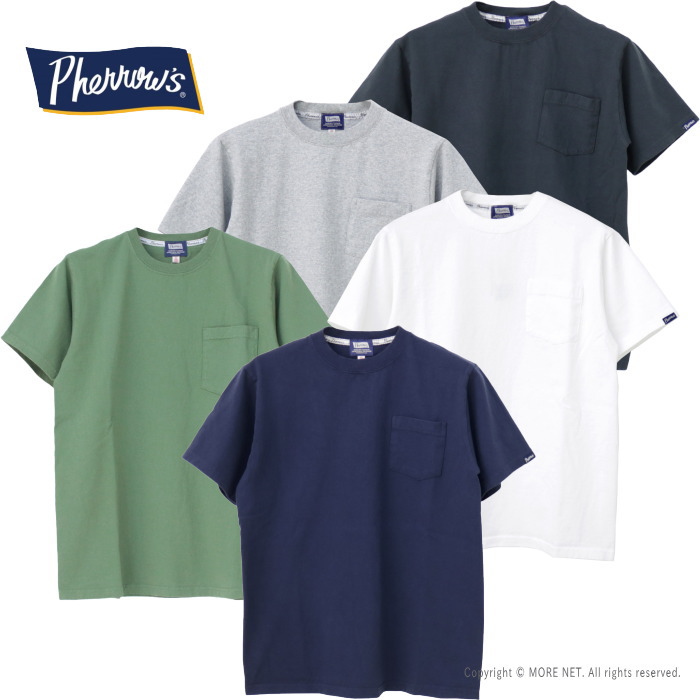 フェローズ PHERROW'S ポケット付きTシャツ PPT メンズ 半袖 無地系 2025春夏/メール便可｜モアネット casual select
