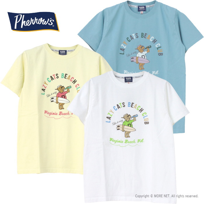フェローズ PHERROW'S プリント半袖Tシャツ 25S-PT10 メンズ LAZY CATS BEACH CLUB 2025春夏｜モアネット casual select