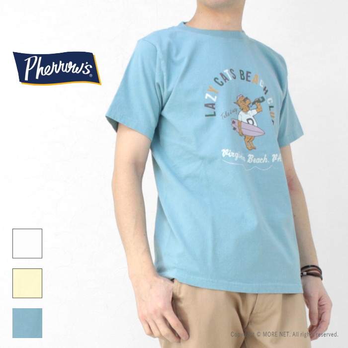 フェローズ PHERROW'S プリント半袖Tシャツ 25S-PT10 メンズ LAZY CATS BEACH CLUB 2025春夏 | Pherrow's | 03