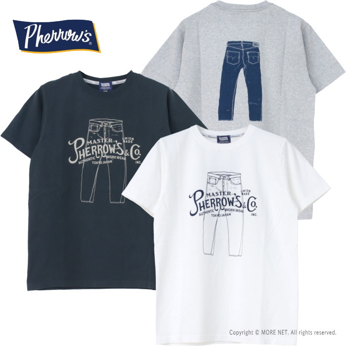 フェローズ PHERROW'S 定番デニムプリント半袖Tシャツ 25S-PT3 メンズ 2025春夏 | Pherrow's