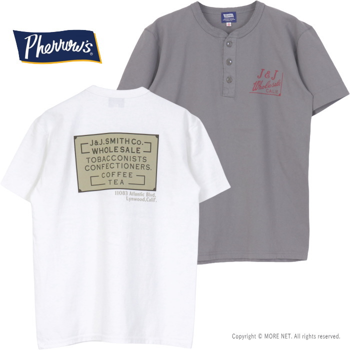 Pherrow's（フェローズ） ヘンリーネックプリントTシャツ 26S-PHNT1