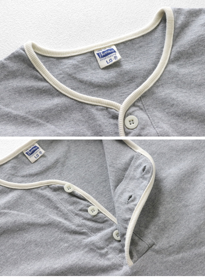 Pherrow's（フェローズ） パイピングヘンリーネックTシャツ 26S-PPHT1