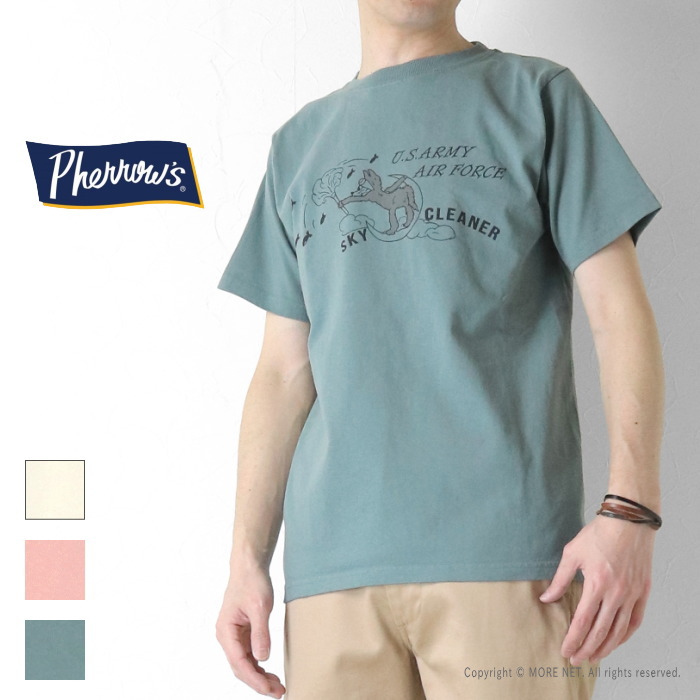 Pherrow's（フェローズ） プリント半袖Tシャツ 26S-PT14 メンズ SKY
