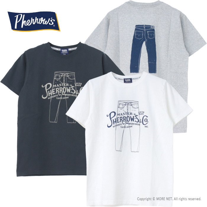 Pherrow's（フェローズ） 定番デニム プリント半袖Tシャツ 26S-PT3