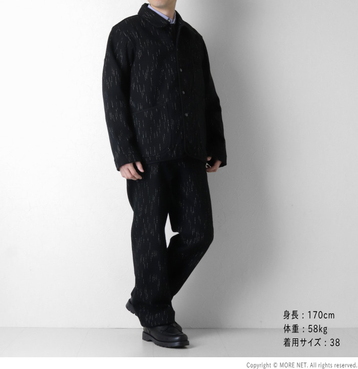 ステュディオ・ダルチザン STUDIO D'ARTISAN 絣染ビーチクロスジャケット 4616 メンズ 日本製 ブラック STUDIO D'ARTISAN（ステュディオ・ダ・ルチザン） 絣染ビーチクロス