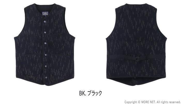 未使用級　近年　アルチビオ　中綿　総柄　ベスト　ブラック　40　L STUDIO D'ARTISAN（ステュディオ・ダ・ルチザン） 絣染ビーチクロス