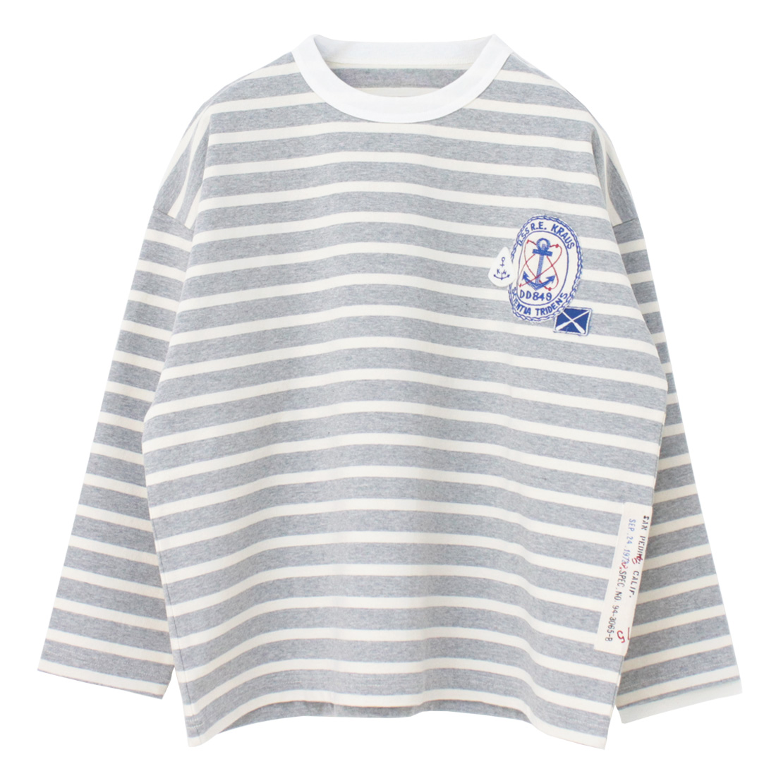 快晴堂 かいせいどう セーラーボーダー ワッペンペタペタ長袖Tシャツ 51C-15 トップス 天竺 ロンT ワイド 日本製 レディース 2025春夏 | 快晴堂 | 02