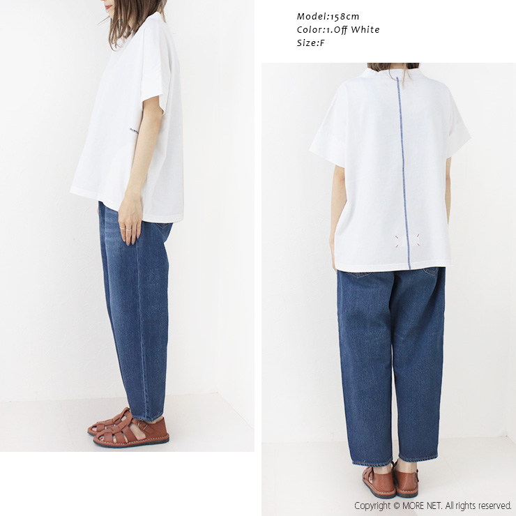快晴堂 かいせいどう スタンド衿Girl'sTシャツ 52C-38 トップス 半袖 刺繍 無地 ワイド ポケット レディース 2025春夏 | 快晴堂 | 10