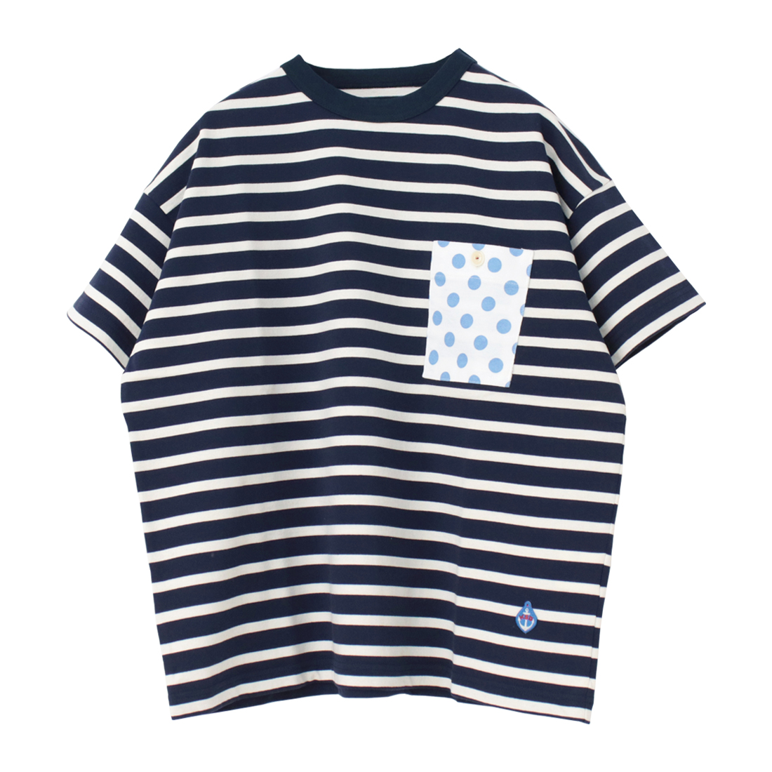 快晴堂 かいせいどう デラヴェボーダー 胸ポケットに水玉半袖Tシャツ HAYATE 52C-47 日本製 クルーネック ドット ワッペン トップス レディース 2025春夏 | 快晴堂 | 01