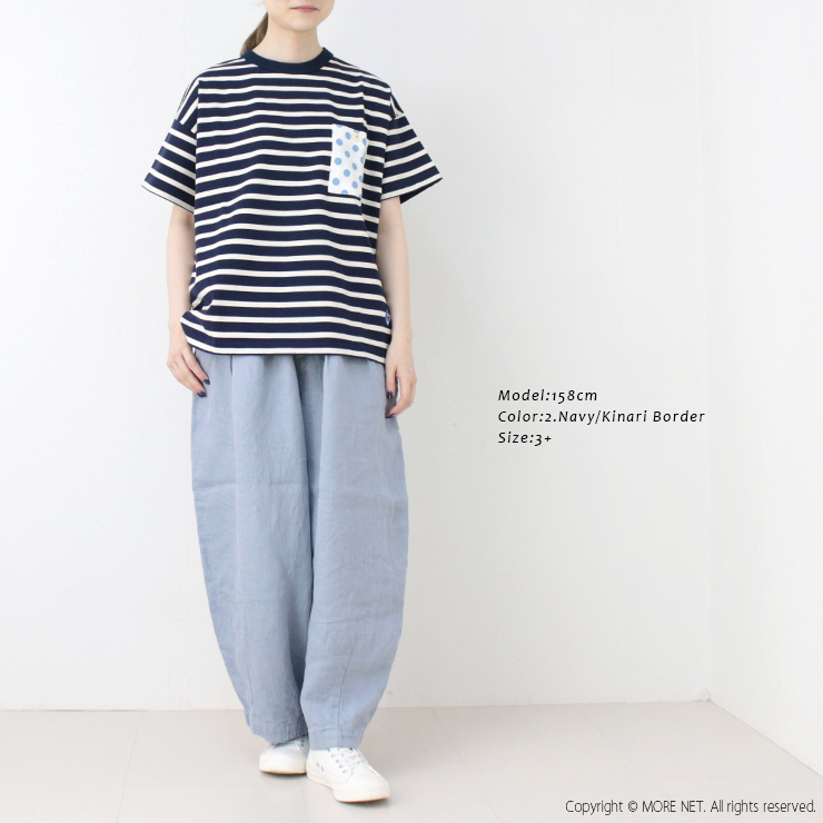 快晴堂 かいせいどう デラヴェボーダー 胸ポケットに水玉半袖Tシャツ HAYATE 52C-47 日本製 クルーネック ドット ワッペン トップス レディース 2025春夏 | 快晴堂 | 05