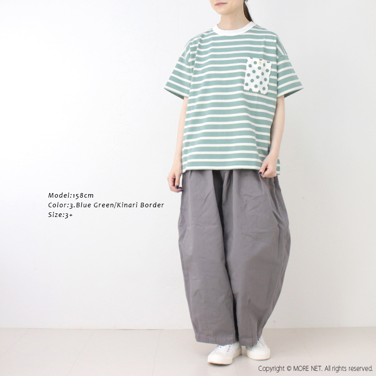 快晴堂 かいせいどう デラヴェボーダー 胸ポケットに水玉半袖Tシャツ HAYATE 52C-47 日本製 クルーネック ドット ワッペン トップス レディース 2025春夏 | 快晴堂 | 06