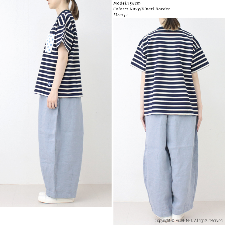 快晴堂 かいせいどう デラヴェボーダー 胸ポケットに水玉半袖Tシャツ HAYATE 52C-47 日本製 クルーネック ドット ワッペン トップス レディース 2025春夏 | 快晴堂 | 07