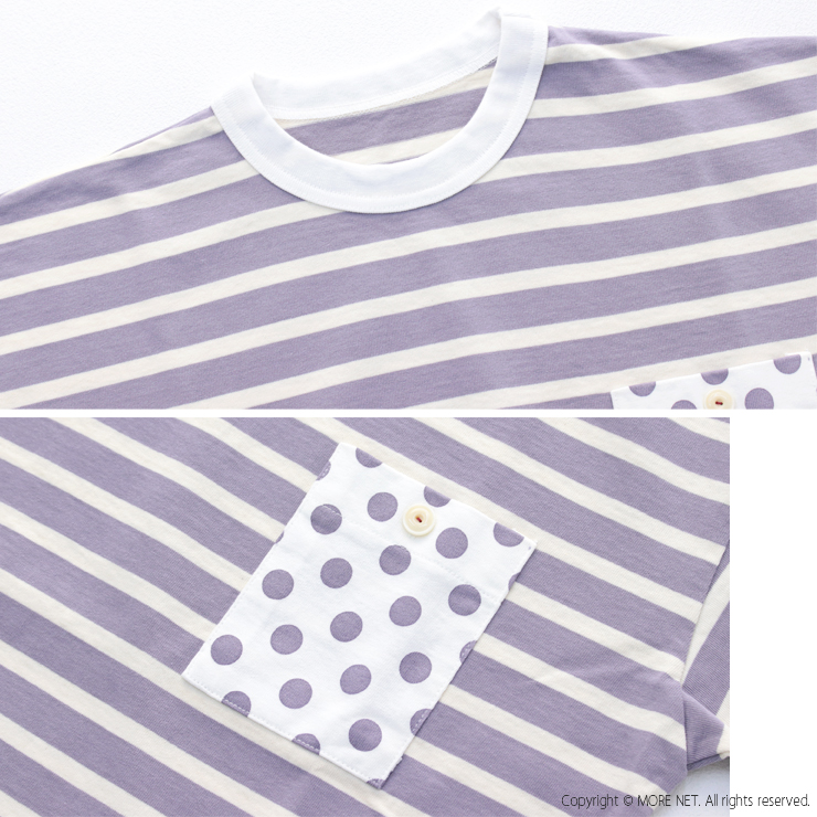 快晴堂 かいせいどう デラヴェボーダー 胸ポケットに水玉半袖Tシャツ HAYATE 52C-47 日本製 クルーネック ドット ワッペン トップス レディース 2025春夏 | 快晴堂 | 08