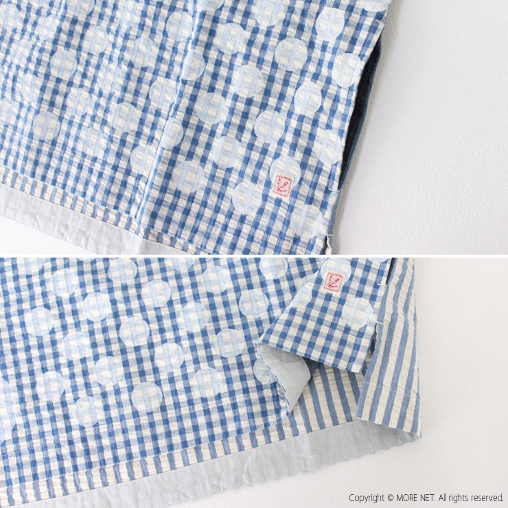 快晴堂 かいせいどう Girl's インディゴサッカーに水玉ミックス水玉半袖Tシャツ 52S-01 日本製 プルオーバー ドット 総柄 トップス レディース 2025春夏 | 快晴堂 | 08
