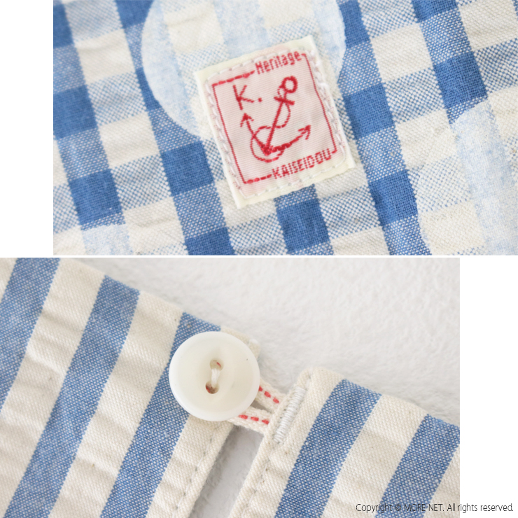 快晴堂 かいせいどう Girl's インディゴサッカーに水玉ミックス水玉半袖Tシャツ 52S-01 日本製 プルオーバー ドット 総柄 トップス レディース 2025春夏 | 快晴堂 | 10