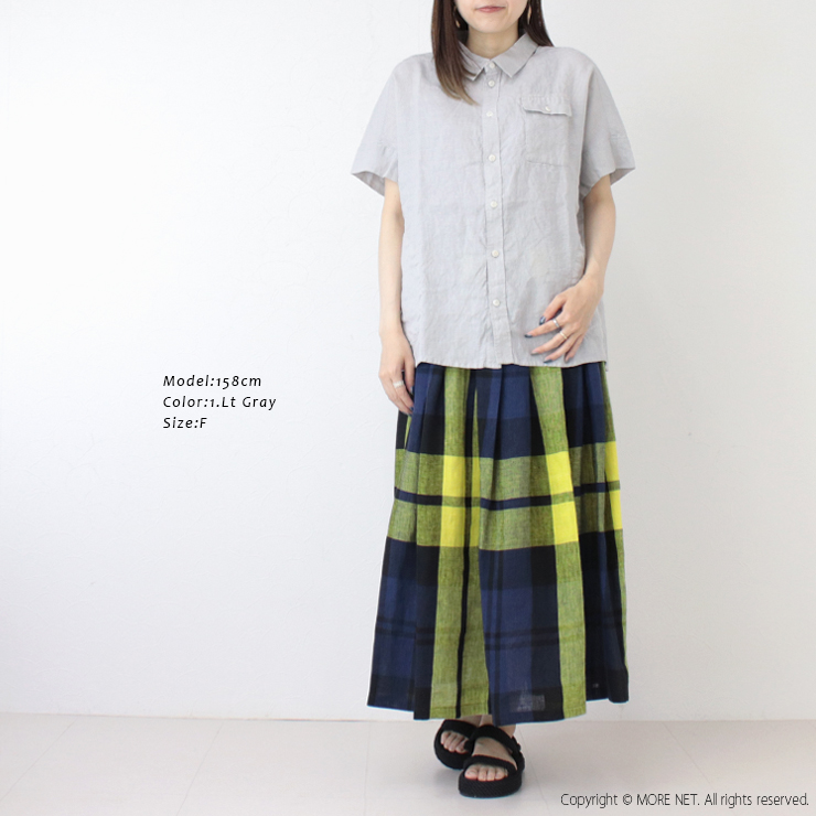快晴堂 かいせいどう 初秋まで着られるリネン Wideフレンチ半袖シャツ 52S-28 日本製 無地 ワイド ブラウス トップス 羽織 レディース 2025春夏 | 快晴堂 | 05