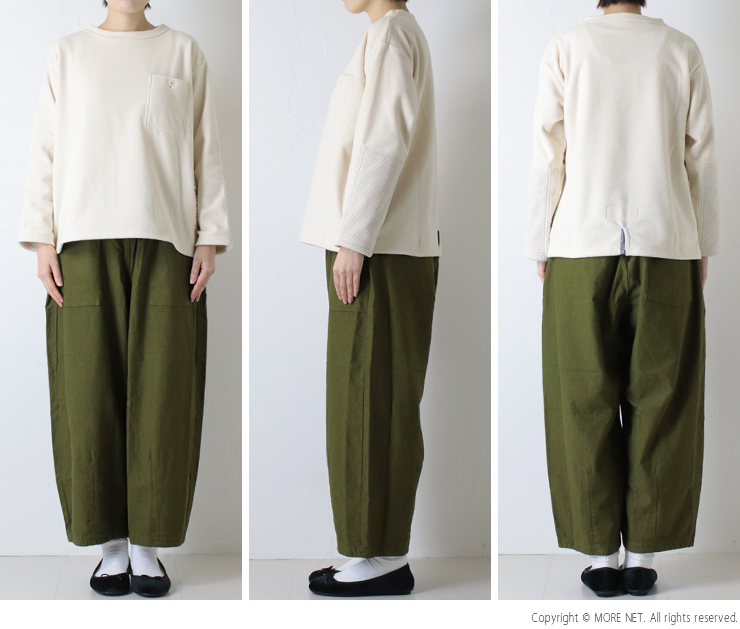 快晴堂 かいせいどう 軽く暖かいフリース エルボー水玉プルオーバー HAYATE 53C-60 日本製 長袖 無地 ワッペン クルーネック レディース 快晴堂 かいせいどう 軽く暖かいフリース エルボー水玉プルオーバー