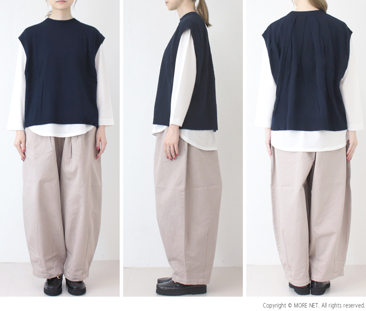 新品未使用 mao made 後ろタックプルオーバー ニット mao made（マオメイド） やわらかコットン ダブルジャガード